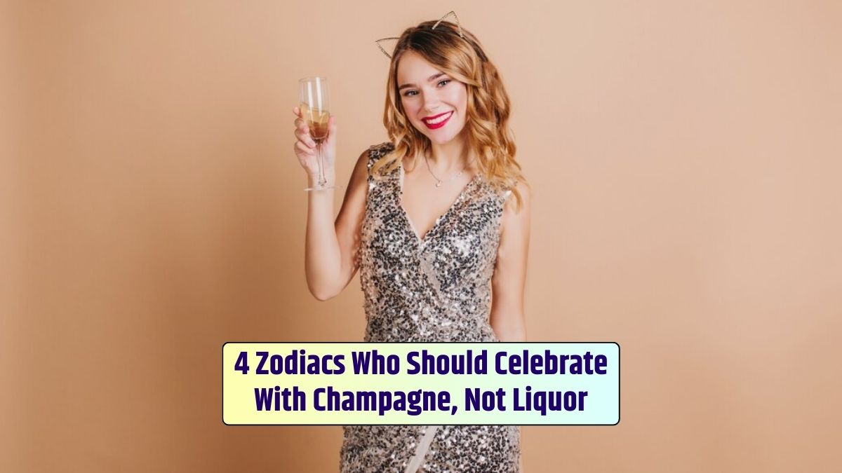 An adorable European woman with red lips celebrates Christmas at a party, elegantly sipping champagne—her drink of choice over liquor.